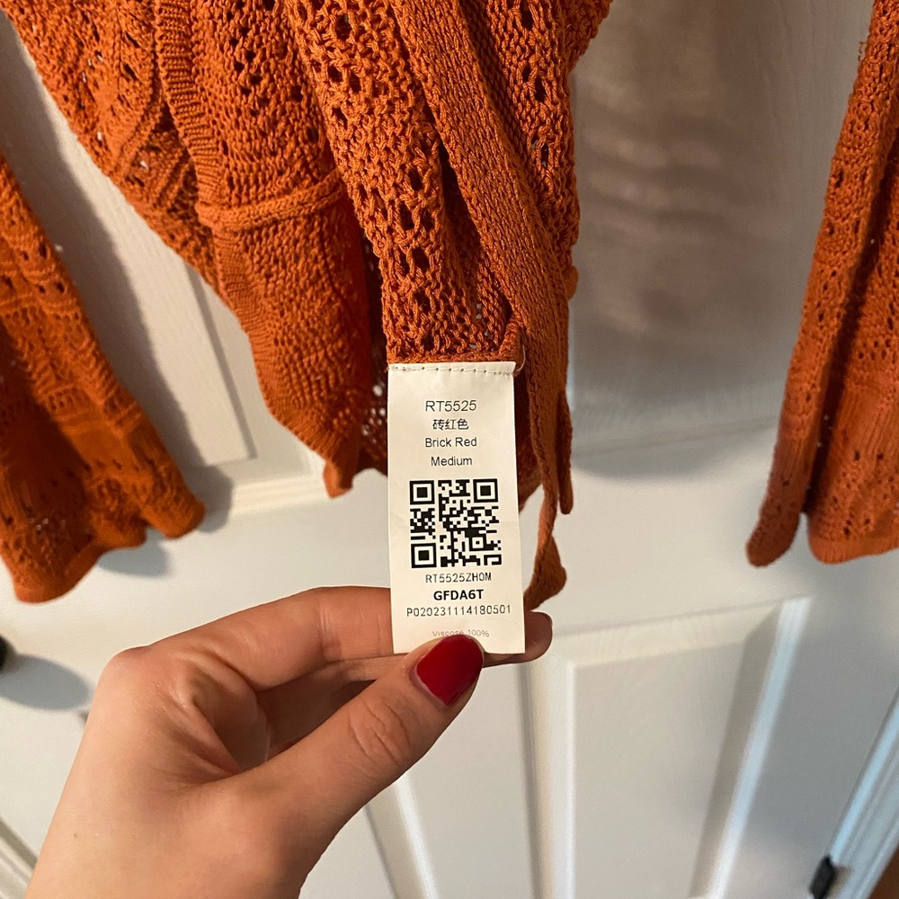 Rust Orange Crochet-Style Top - Picture 4 of 5